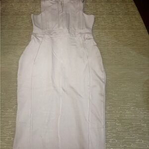 Work Wear Beige Sleeveless Dress